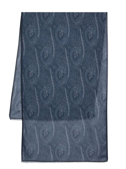Sciarpa da uomo in misto cashmere, stampa paisley all-over sulle tonalità di blu ETRO | MATA0007AK318X0883